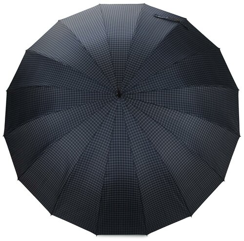 Зонт-трость LeKiKO, полуавтомат, купол 117 см, 16 спиц, ручка натуральная кожа, для мужчин, голубой