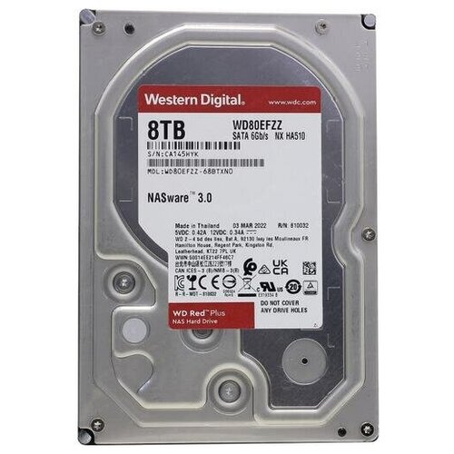 Жесткий диск Western Digital WD Red Plus 8TB жесткий диск 3 5 8 tb 5640 rpmrpm 128 mbmb cache western digital wd80eazz sata iii 6 gb s