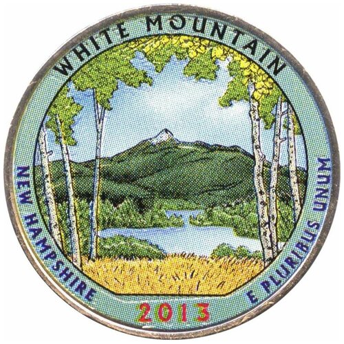 (016d) Монета США 2013 год 25 центов Белые горы Вариант №1 Медь-Никель COLOR. Цветная 016p монета сша 2013 год 25 центов белые горы вариант 2 медь никель color цветная