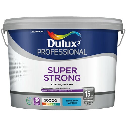 Краска водно-дисперсионная Dulux Super Strong матовая белый 9 л краска водно дисперсионная dulux easy матовая бесцветный 9 л
