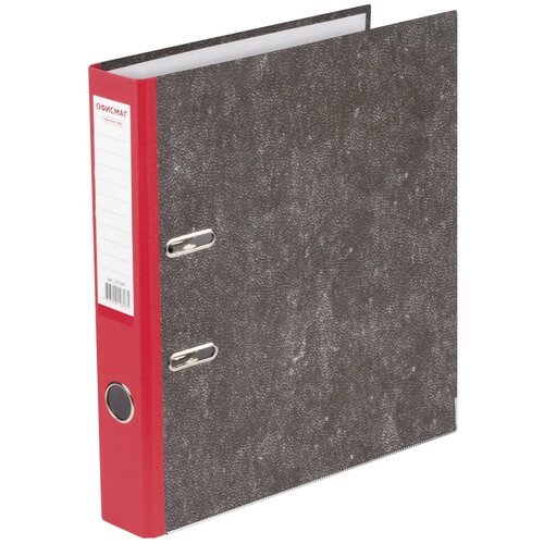 Папка-регистратор офисмаг, фактура стандарт, с мраморным покрытием, 50 мм, красный корешок