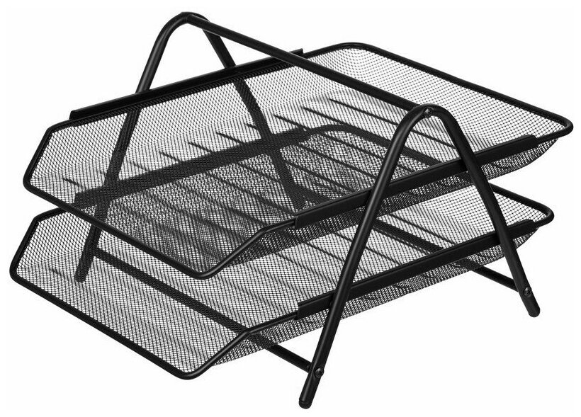 Лоток для бумаг горизонтальный Attache (2 секции, металлическая сетка, высота 178 мм, черный)