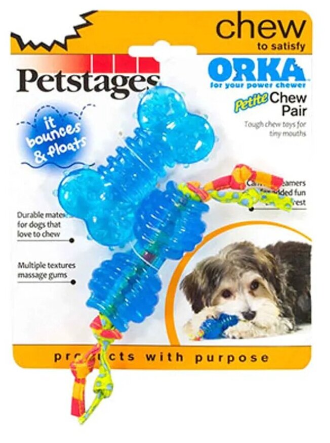 Petstages набор из двух игрушек для собак мелких пород "орка косточка + гантеля" 7 см ультра-мини - фотография № 15