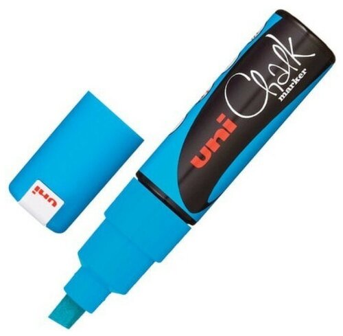 Маркер меловой UNI Chalk 2-8 мм, для металла, пластика, стекла, фарфора, стираемый, синий