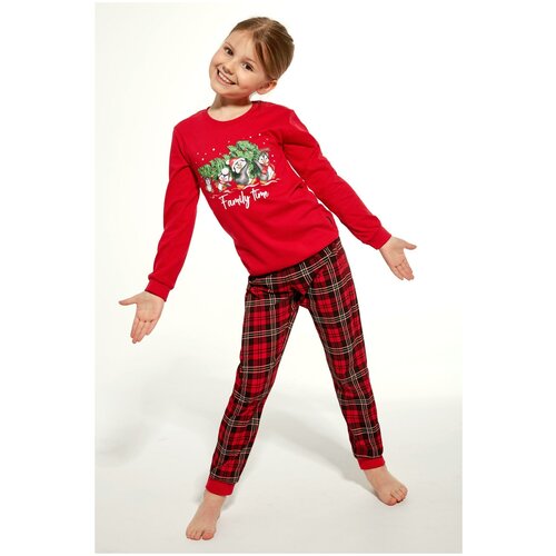594/159 Пижама для девочки Cornette Family time - размер: 110-116, цвет: Красный