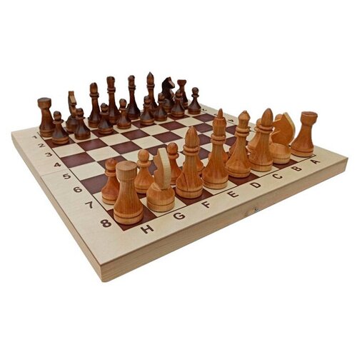 Шахматы гроссмейстерские 02-16 шахматы обиходные пластик с деревянной шахматной доской и шашками высота короля 71 мм доска 30