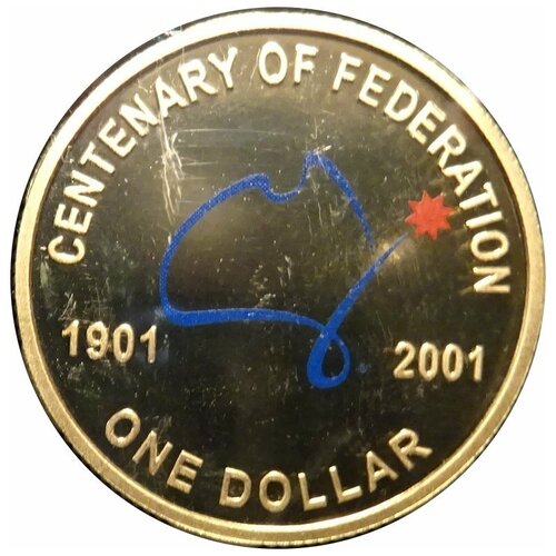  (2001) Монета Австралия 2001 год 1 доллар Австралия. 100 лет Федерации Цветная Бронза PROOF