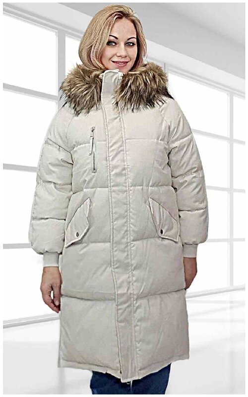 куртка  BGT зимняя, удлиненная, съемный капюшон, капюшон, карманы, размер 42, бежевый