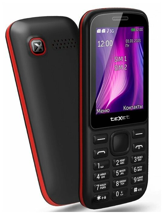 Телефон Texet TM-221 Dual Sim Black-Red