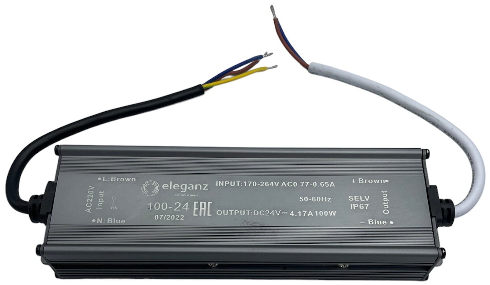 Герметичный блок питания для светодиодной ленты Eleganz, 24В, 100 Вт, IP67