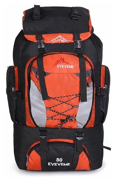 Рюкзак туристический Eveveme Водонепроницаемый Backpack Bag оранжевый, 80л