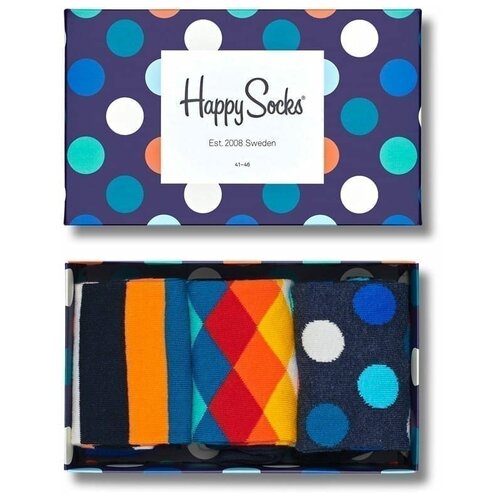 Носки Happy Socks, 3 пары, размер 36-40, красный, желтый, оранжевый, розовый, черный, мультиколор