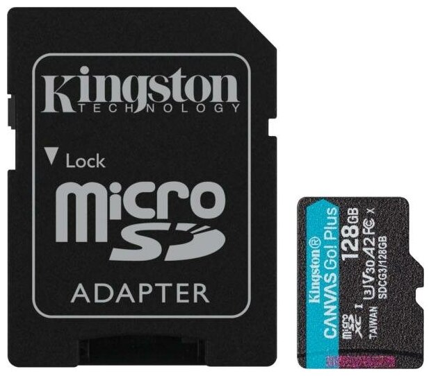 Карта памяти microSDXC Canvas Go Plus, 128 Гб, UHS-I, U3, V30, A2, с адаптером