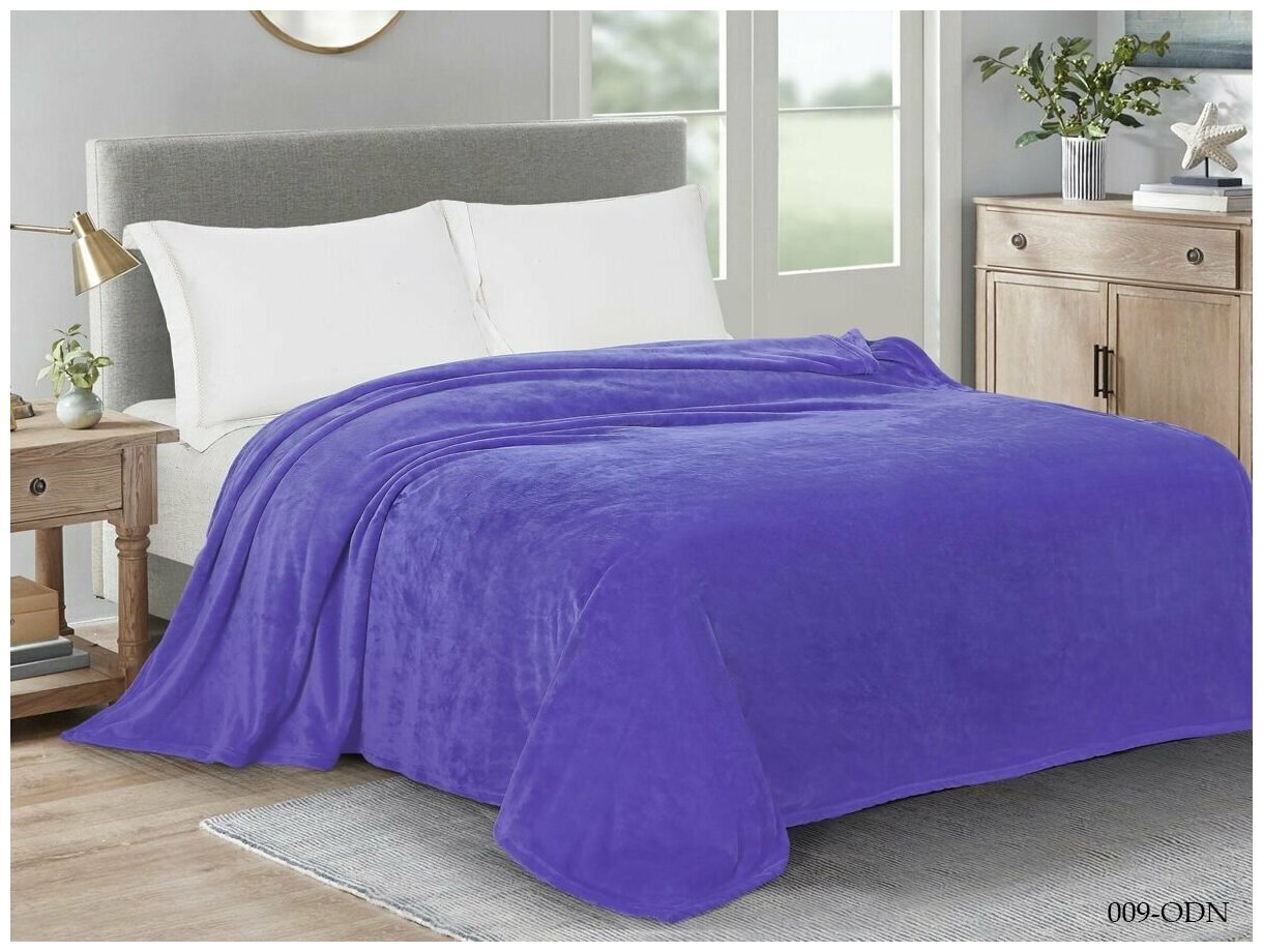Плед 180x200 2-спальный Cleo VIRGINIA велсофт пушистый фиолетовый
