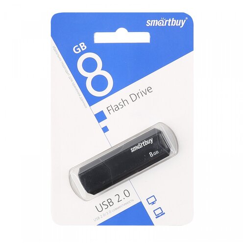 Флешка USB 2.0 SmartBuy 8 ГБ Clue ( SB8GBCLU-K ) флешка smartbuy clue sb8gbclu w 8 гб glacier white