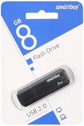 Флешка Smartbuy 8GBCLU-K, 8 Гб, USB2.0, чт до 25 Мб/с, зап до 15 Мб/с, черная