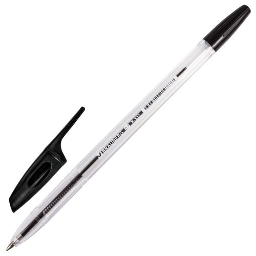 Ручка шариковая BRAUBERG X - 333, черная, корпус прозрачный, узел 0,7 мм, линия письма 0,35 мм, 50 шт.
