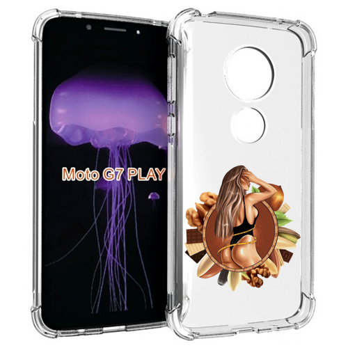 Чехол MyPads девушка-в-черном-купальнике женский для Motorola Moto G7 Play задняя-панель-накладка-бампер