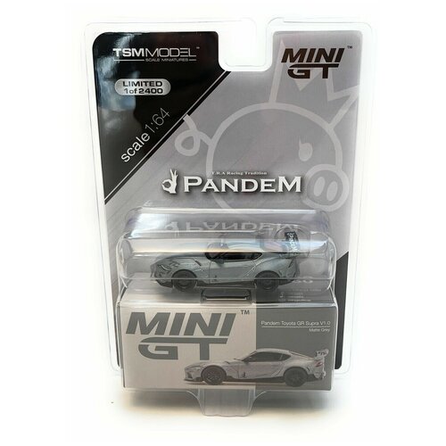 Модель коллекционная Mini GT 1:64 Pandem Toyota GR Supra V1.0 Matte Grey