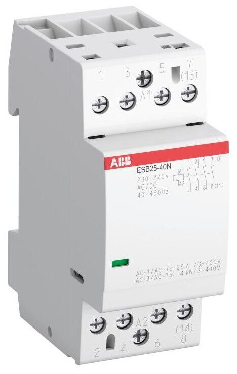 Контактор ESB25-04N-06 модульный (25А АС-1, 4НЗ), катушка 230В AC/DC, ABB 1SAE231111R0604 (1 шт.)