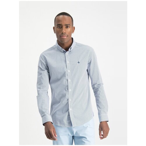 Рубашка, Цвет Белый (White-NavyTiles-PinkDot), Размер M