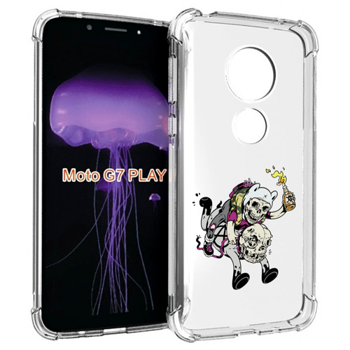 Чехол MyPads время приключений скелеты для Motorola Moto G7 Play задняя-панель-накладка-бампер