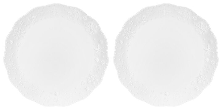 Elan gallery Набор тарелок Снежинки, 16 см 2 шт 1.7 см белый  16 см 2