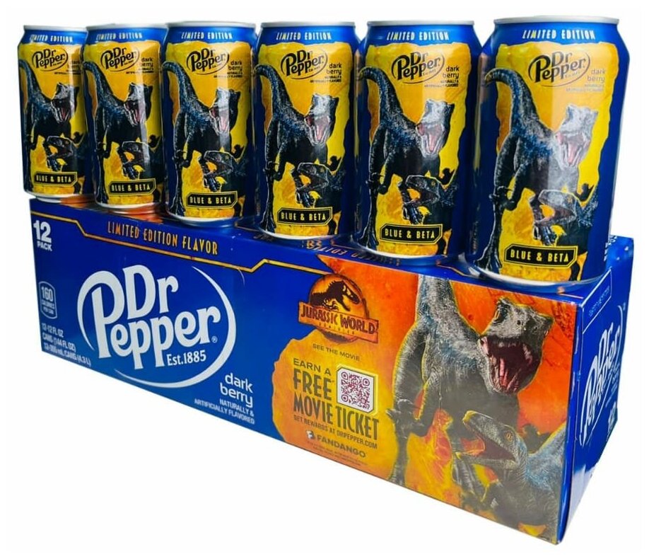 Doctor Pepper Dark Berry Jurassic World - CША - 0.355 л. - 6 шт. Dr.Pepper - фотография № 1