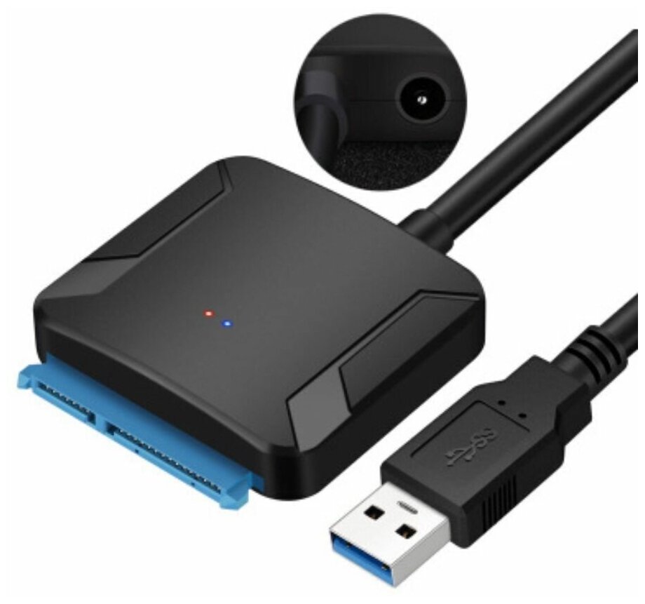 Адаптер кабель переходник SATA для жесткого диска HDD 25 35 SSD USB 30 GSMIN A19 для ноутбучных дисков (Черный)