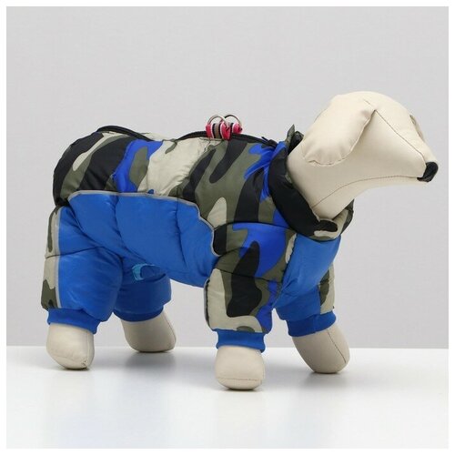 Комбинезон для собак Sima-land принтованный с замком на спине, размер 18, синий (6968229)