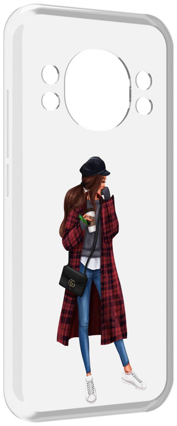 Чехол MyPads девушка-в-клетчатом-пальто для Doogee S98 / S98 Pro задняя-панель-накладка-бампер