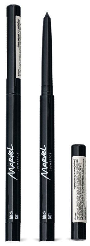 Marvel Cosmetics Карандаш-кайал для глаз, 12 шт, оттенок K01 black