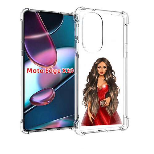 Чехол MyPads девушка-в-вечернем-платье женский для Motorola Moto Edge X30 задняя-панель-накладка-бампер