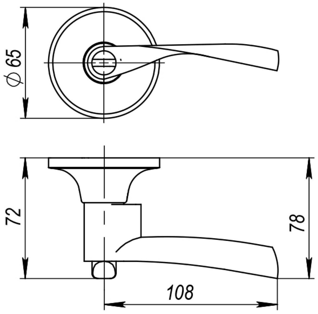 Ручка защелка Ajax DK610 PB-ET (6010 PB-E ) (кл./фик.) золото