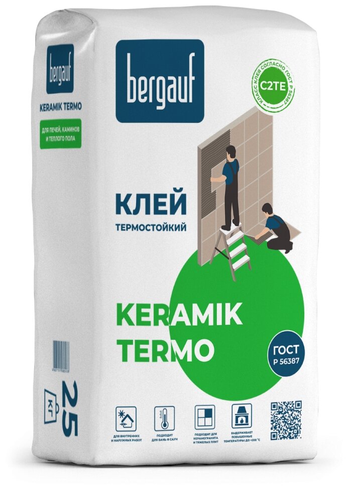 Клей для облицовки печей и каминов Bergauf Keramik Termo 25кг - фотография № 2