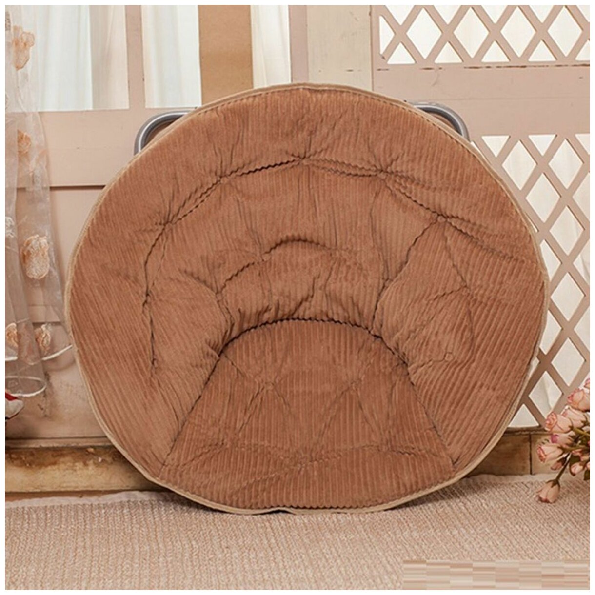 Кресло складное 80х84х78 см, Гриб Комфорт, коричневое, вельвет, 100 кг, Green Days - фотография № 6