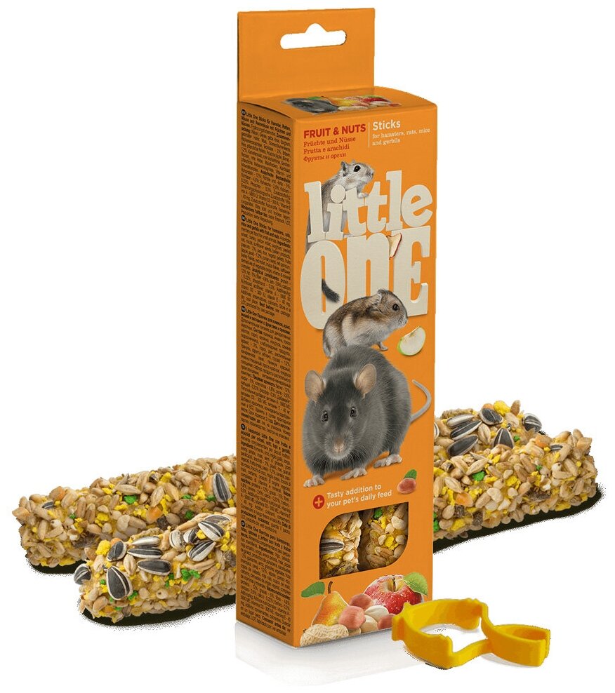 Little One Палочки для хомяков, крыс, мышей и песчанок с фруктами и орехами, 2х60 г, 0,12 кг, 35276