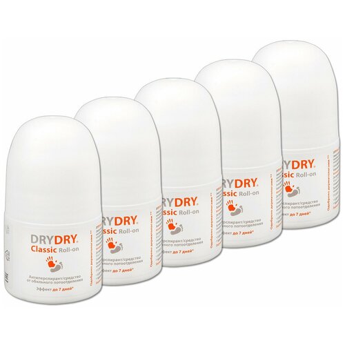 Антиперспирант роликовый Dry Dry Classic Roll-on, от обильного потоотделения, 35 мл, 5 шт.