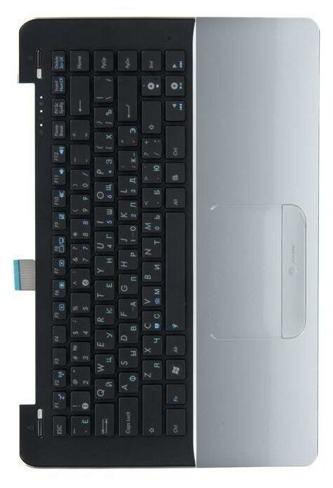Клавиатура (keyboard) для ноутбука Asus UX30 с топкейсом серебристая панель черные кнопки 04GNVS1KRU00-3
