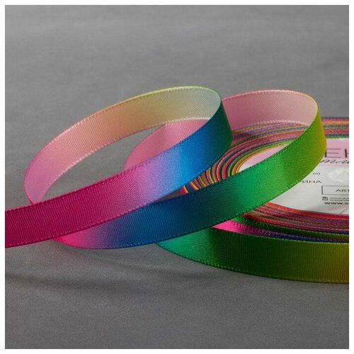 лента атласная радуга 10 мм × 18 ± 1 м разноцветная Лента атласная «Радуга», 10 мм × 18 ± 1 м, разноцветная
