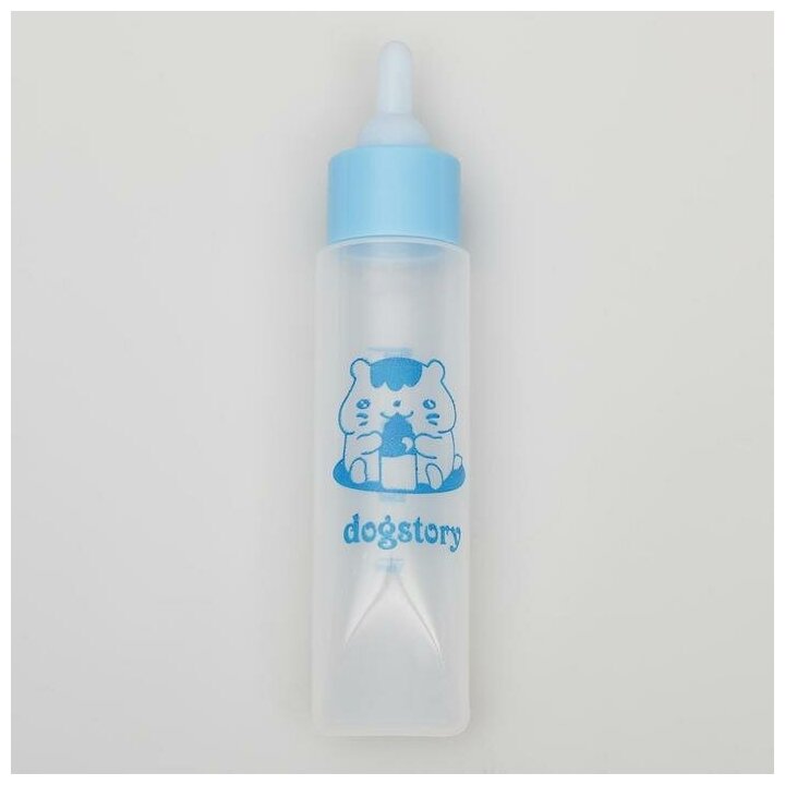 Бутылочка для вскармливания грызунов 30 мл с силиконовой соской (короткий носик), голубая - фотография № 1