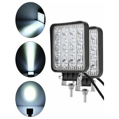 Фара светодиодная / Вспышки ФСО дополнительная фара LED 48W 11 см / лампа автомобильная / 12-24 вт / 1 шт