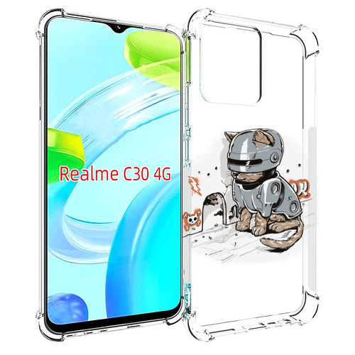 Чехол MyPads Грозный кот для Realme C30 4G / Narzo 50i Prime задняя-панель-накладка-бампер