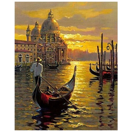 Картина по номерам Венеция закат пейзаж на подрамнике 40х50см VA-2903