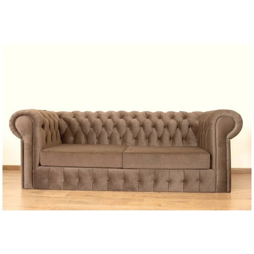 Диван Chester Brown из велюра. Софа для дома и офиса. Мебель премиум класса. Коричневый. Большое кресло