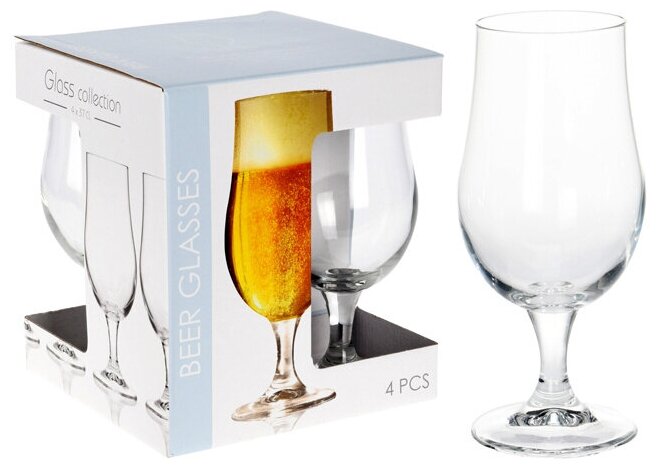 фото Koopman Набор стеклянных бокалов для пива Уотерфорд 370 мл, 4 шт CC7000320