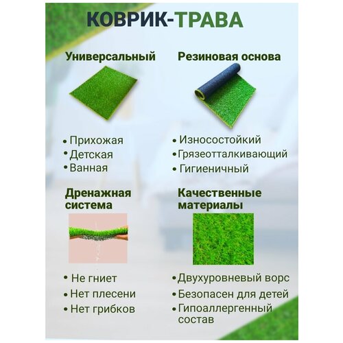 Коврик для ванной комнаты трава 120х75 см.