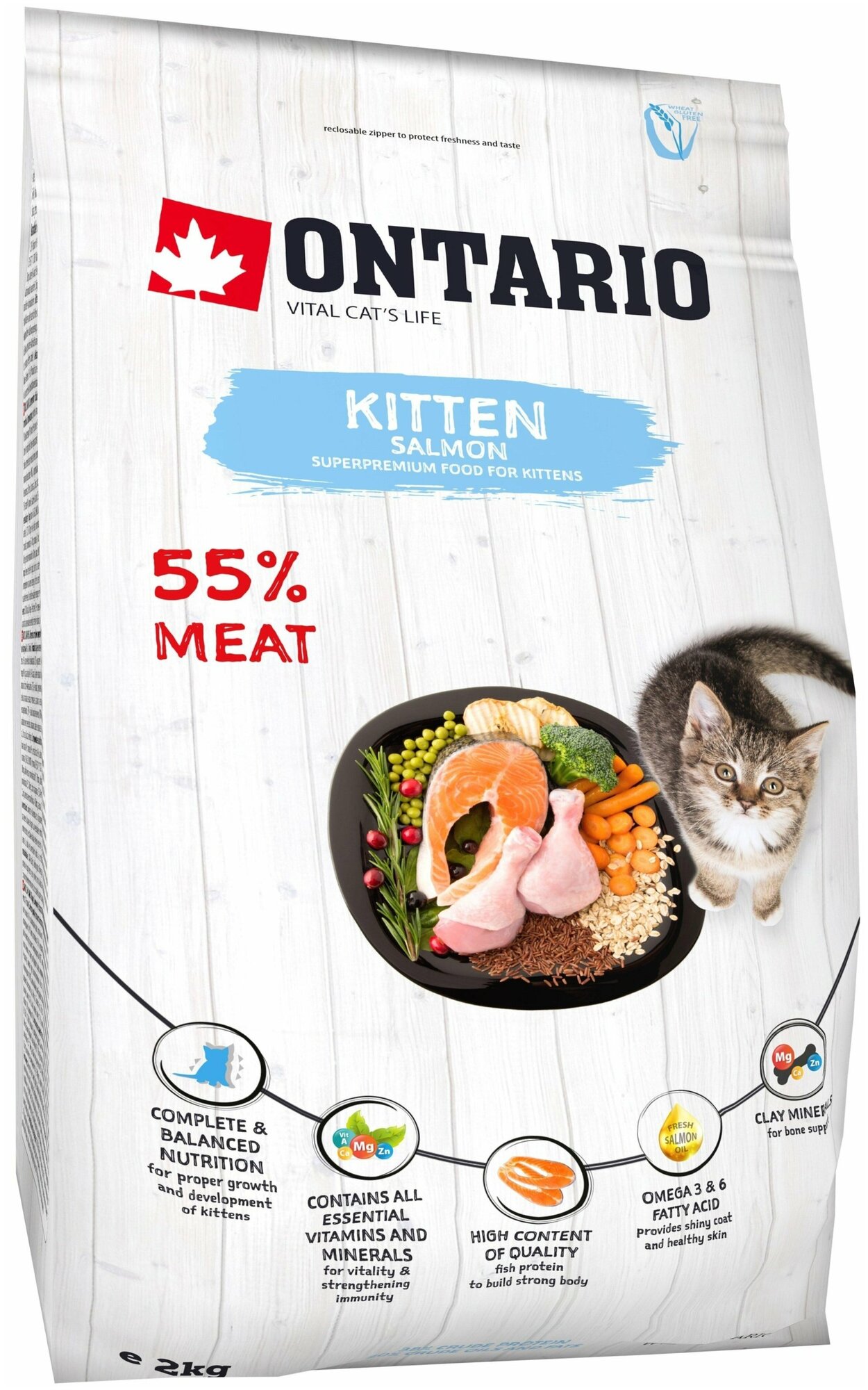 Ontario Kitten Salmon - Сухой корм для котят с лососем pp33917 2 кг