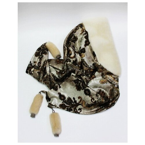 фото Платок женский шелковый с меховой отделкой " лилла " , импортная норка мария