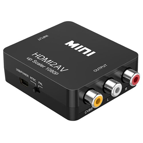 Конвертер GSMIN BP21 HDMI (F) - AV RCA (F), (питание mini USB) (Full HD 1080p, 60 Гц) (Черный) переходник адаптер gsmin b67 mini displayport m hdmi f конвертер для монитора видеокарты проектора 0 2 м 1080p 60 гц черный